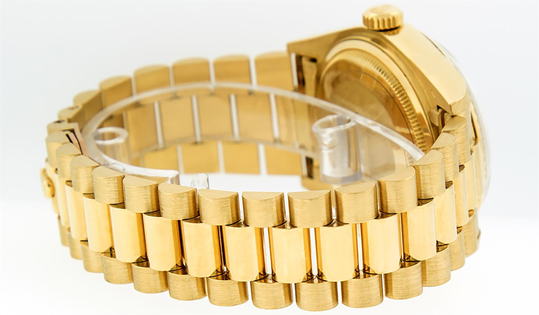 Rolex Mens 18K Yellow Gold Champagne Index Quickset President Wristwatch
