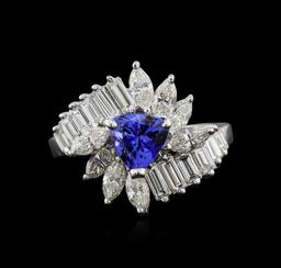 Platinum 1.07 ctw Tanzanite and Diamond Ring