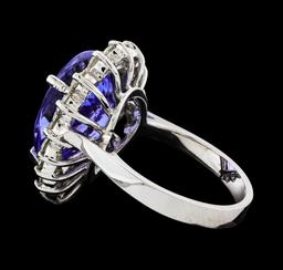 GIA Cert 9.31 ctw Tanzanite and Diamond Ring - 14KT White Gold