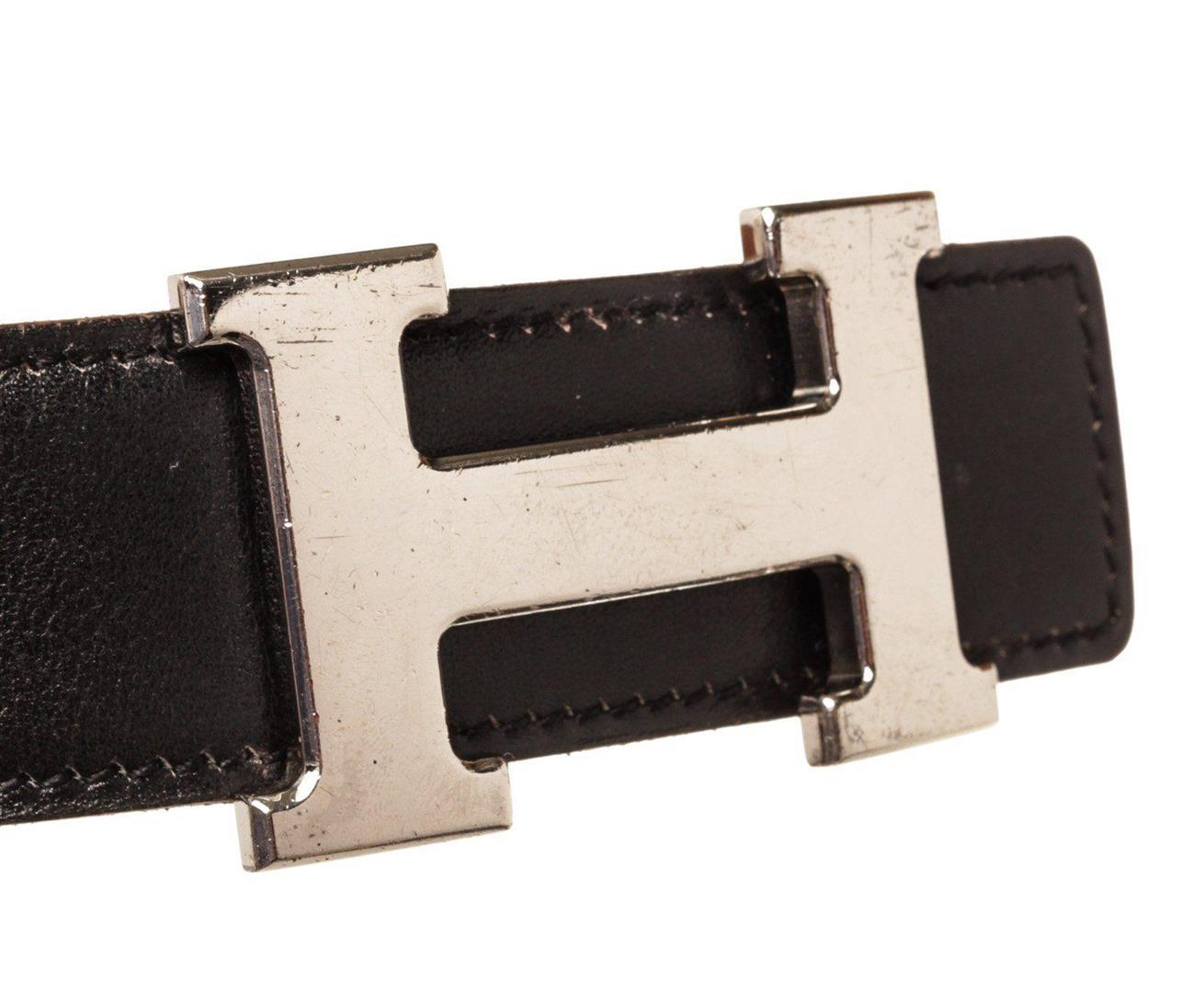 Hermes Black Brown Leather H Belt