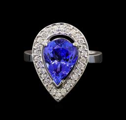 14KT White Gold 4.18 ctw Tanzanite and Diamond Ring