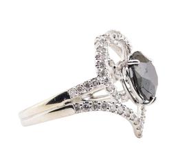 3.33 ctw Black Diamond and Diamond Ring - 18KT White Gold