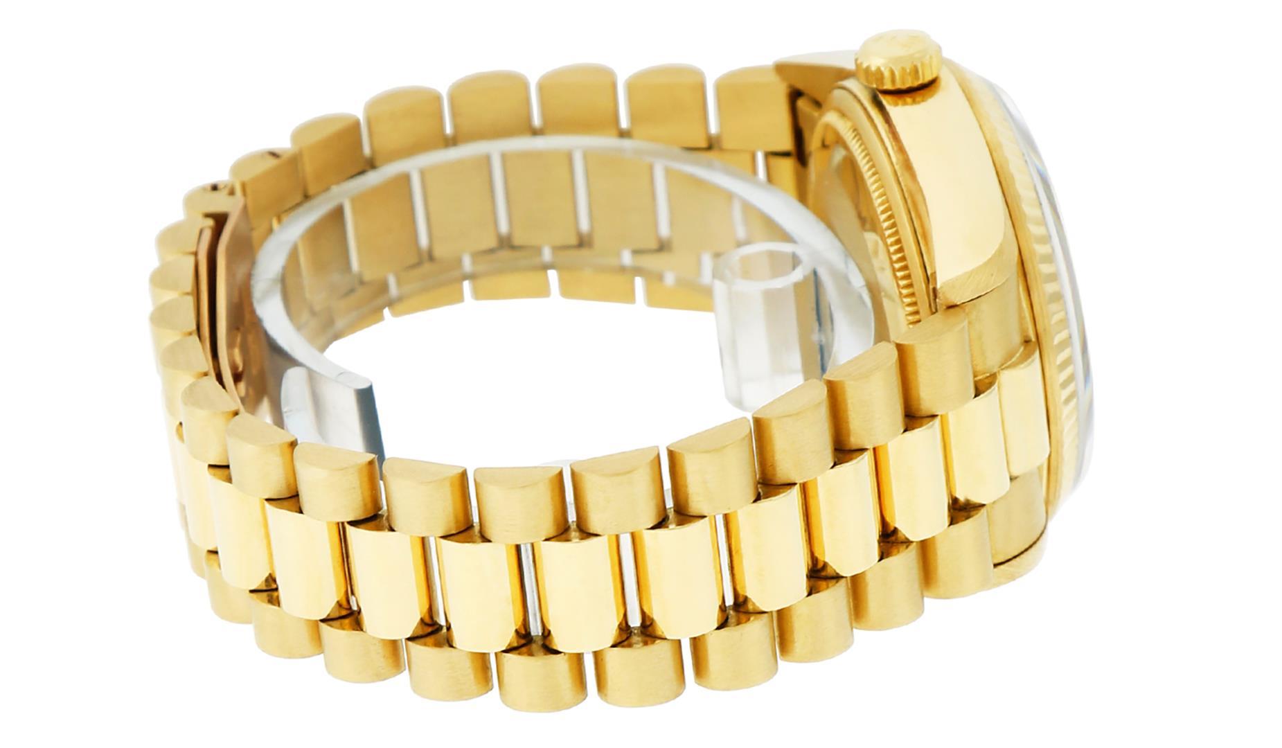 Rolex Mens 18K Yellow Gold Silver Diamond Quickset President Wristwatch