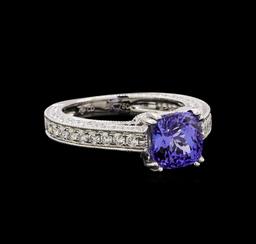 14KT White Gold 1.98 ctw Tanzanite and Diamond Ring