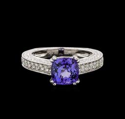 14KT White Gold 1.98 ctw Tanzanite and Diamond Ring