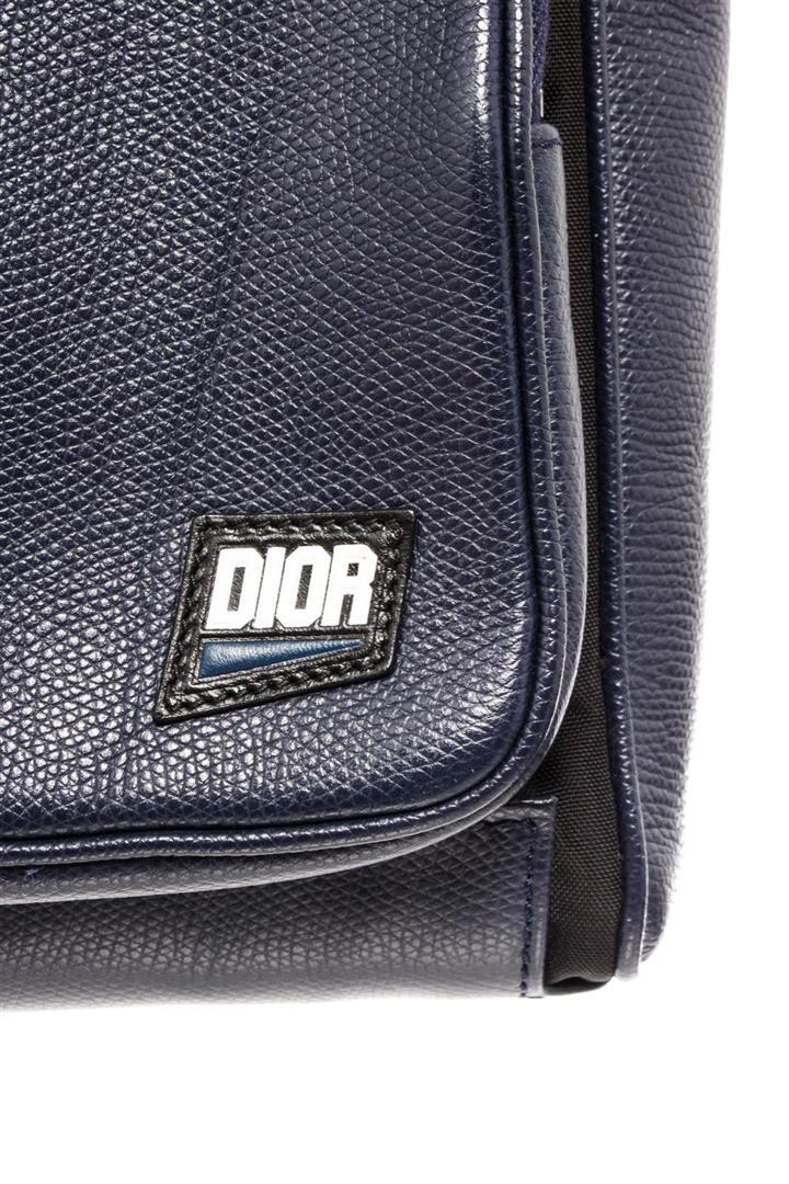 Dior Homme Black Blue Zipper Logo Messengers Crossbody Bag