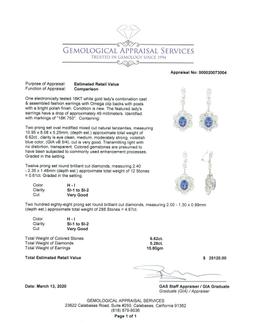 11.90 ctw Tanzanite And Diamond Earrings - 18KT White Gold