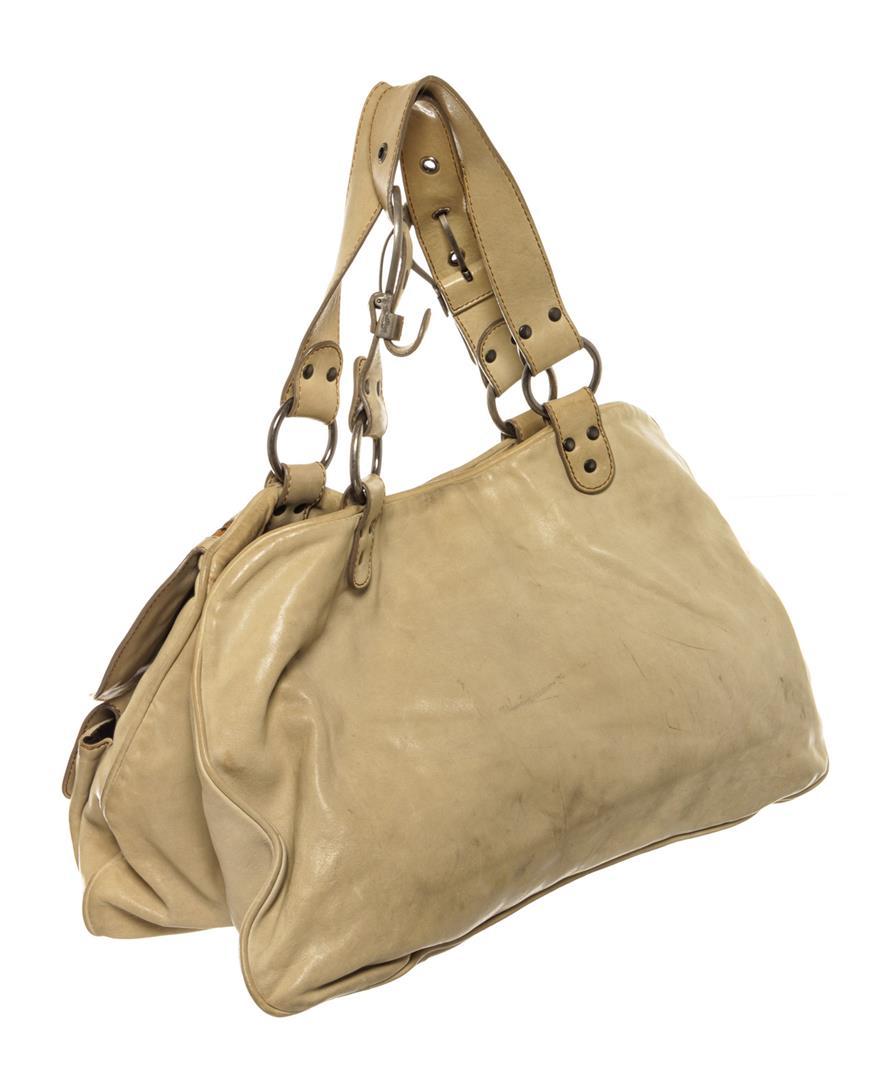 Christian Dior Beige Leather Gaucho Saddle Shoulder Bag