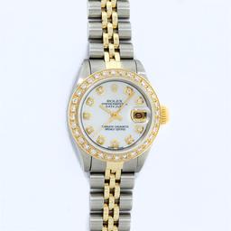 Rolex Ladies 2 Tone MOP Diamond Oyster Perpetual Datejust Wristwatch