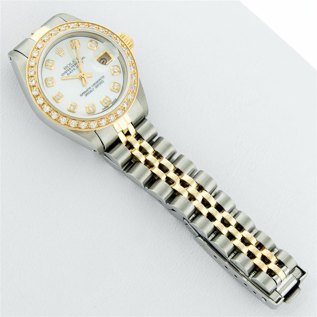 Rolex Ladies 2 Tone MOP Diamond Oyster Perpetual Datejust Wristwatch