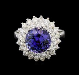 14KT White Gold 4.51 ctw Tanzanite and Diamond Ring