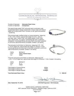 2.27 ctw Tanzanite and Diamond Bangle Bracelet - 14KT White Gold