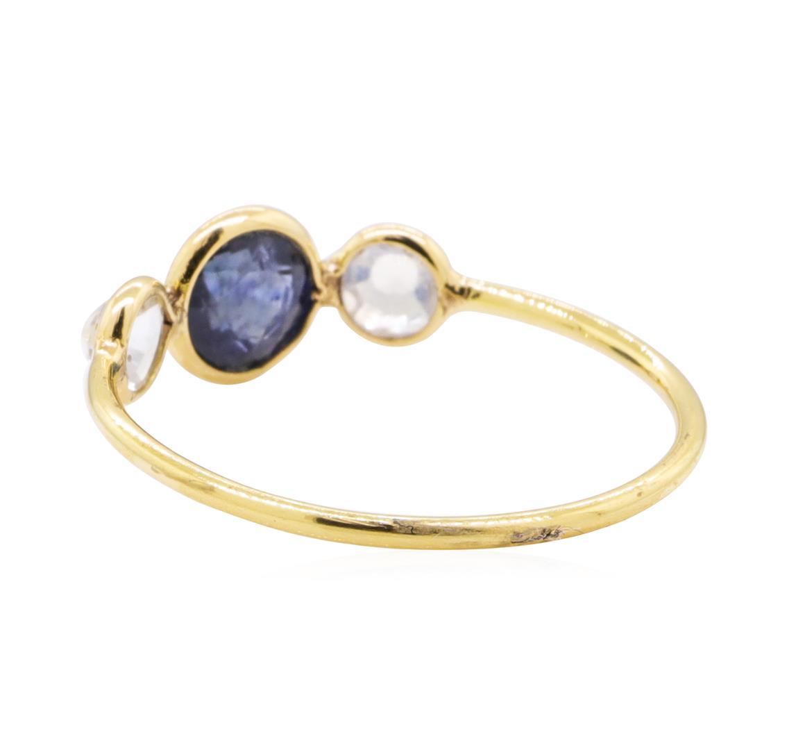 1.20 ctw Sapphire and Moonstone Ring - 18KT Yellow Gold