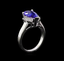 2.70 ctw Tanzanite and Diamond Ring - 14KT White Gold