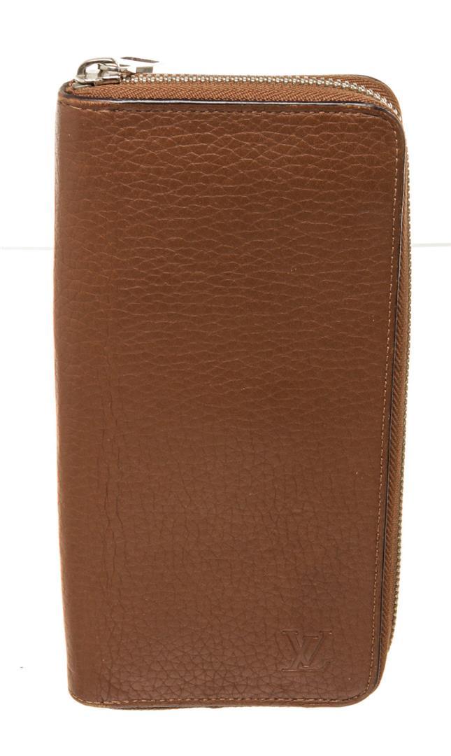 Louis Vuitton Brown Leather Vertical Zippy Wallet