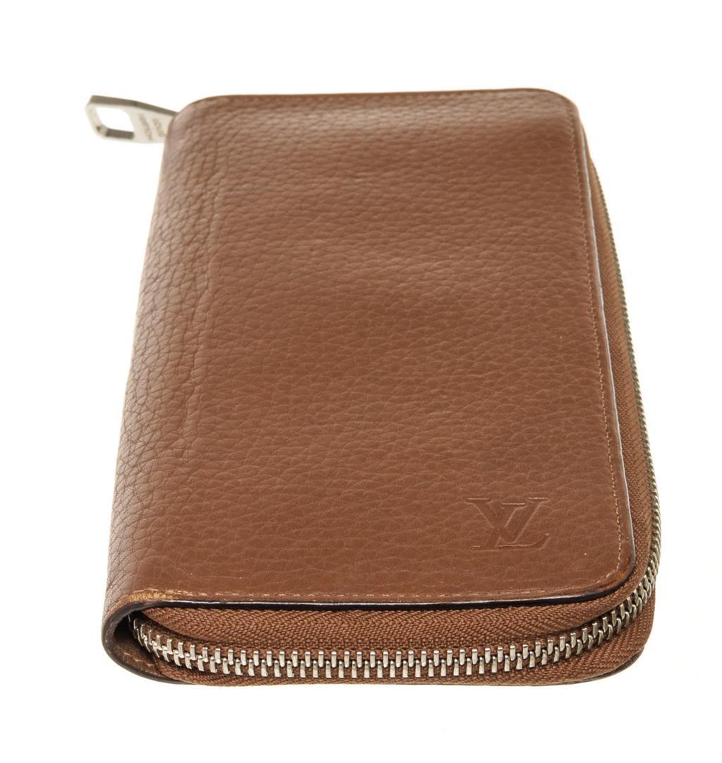 Louis Vuitton Brown Leather Vertical Zippy Wallet