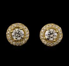 1.38 ctw Diamond Earrings - 14KT Yellow Gold