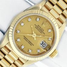 Rolex Ladies 18K Yellow Gold Factory Champagne Diamond Dial President With Rolex