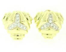 14k Yellow Gold 1.80 ctw Diamond Triangular Earrings