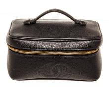 Chanel Black Caviar Leather Vanity Case Bag