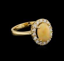 1.70 ctw Opal and Diamond Ring - 14KT Yellow Gold