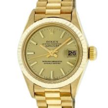 Rolex Ladies 18K Yellow Gold Champagne Index Datejust President Wristwatch