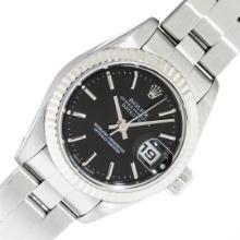 Rolex Ladies Quickset Black Index Oyster Band Datejust Wristwatch 26MM