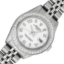 Rolex Ladies Quickset White Arabic Diamond Datjust Wristwatch 26MM