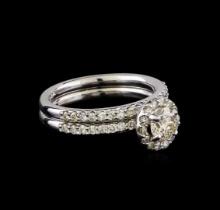 1.17 ctw Diamond Wedding Ring Set - 14KT White Gold
