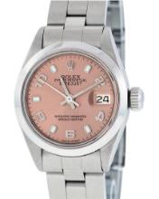 Rolex Ladies Stainless Steel Salmon Dial 26MM Oyster Band Wristwatch