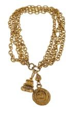 Chanel Gold Coco Mark Two Pendants Multi-Strand Necklace