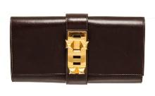 Hermes Medor 29cm clutch brown leather