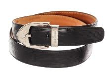 Louis Vuitton Black Silver Epi Leather Belt