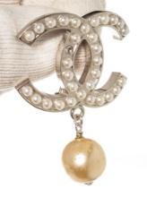 Chanel Silver CC Pearl Drop