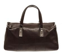 Chanel Brown Leather Square Stitch CC Boston Bag