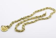Chanel Gold-tone Metal Woven Chain and Beige Leather CC Charm Belt