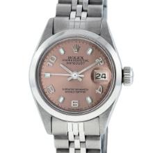 Rolex Ladies Stainless Steel Salmon Dial 26MM Wristwatch Oyster Perpetual With J