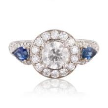 0.49 ctw Blue Sapphire and 1.63 ctw Diamond 18K White Gold Ring