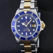 Rolex Mens 18K Yellow Gold And Stainless Steel Blue Submariner 40MM