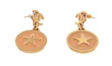 Chanel Gold Metal CC Star Earrings