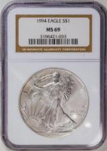 1994 American Silver Eagle .999 Fine Silver Dollar Coin NGC MS69
