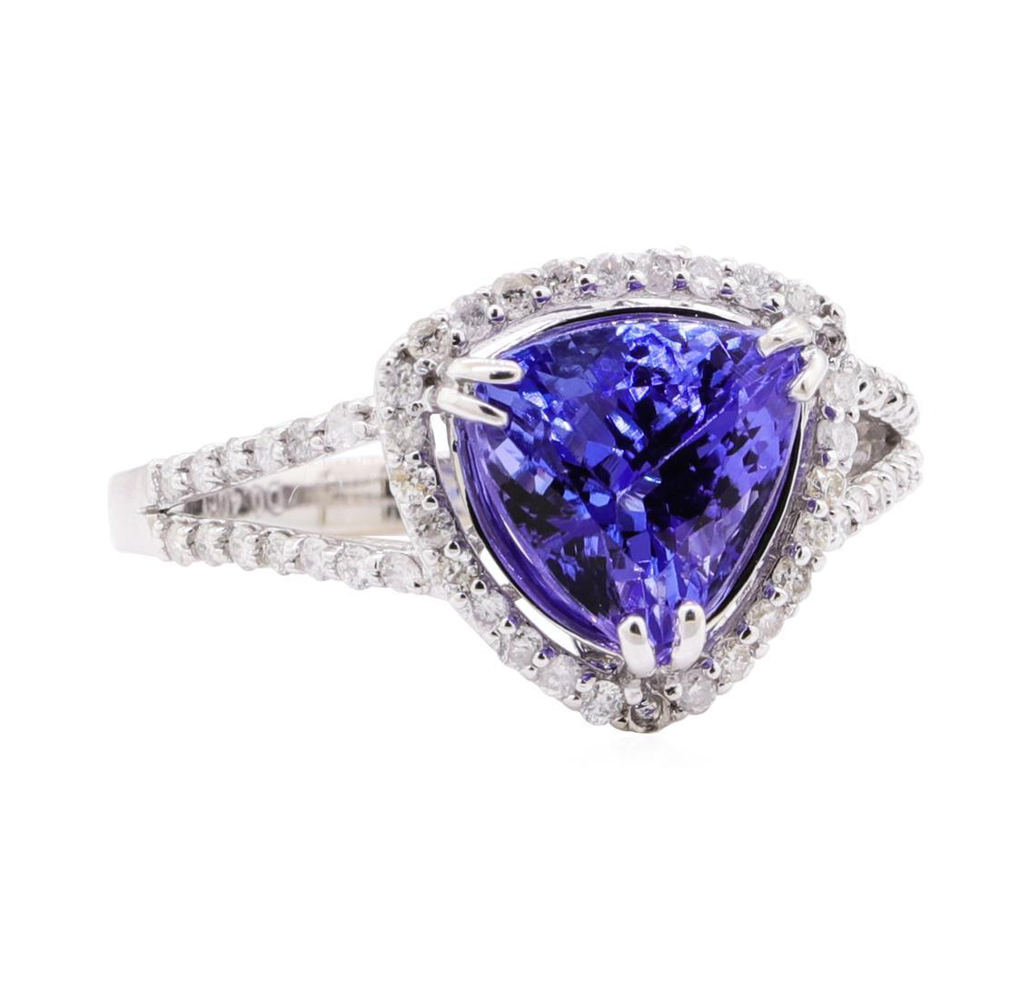 3.03 ctw Tanzanite and Diamond Ring - 14KT White Gold