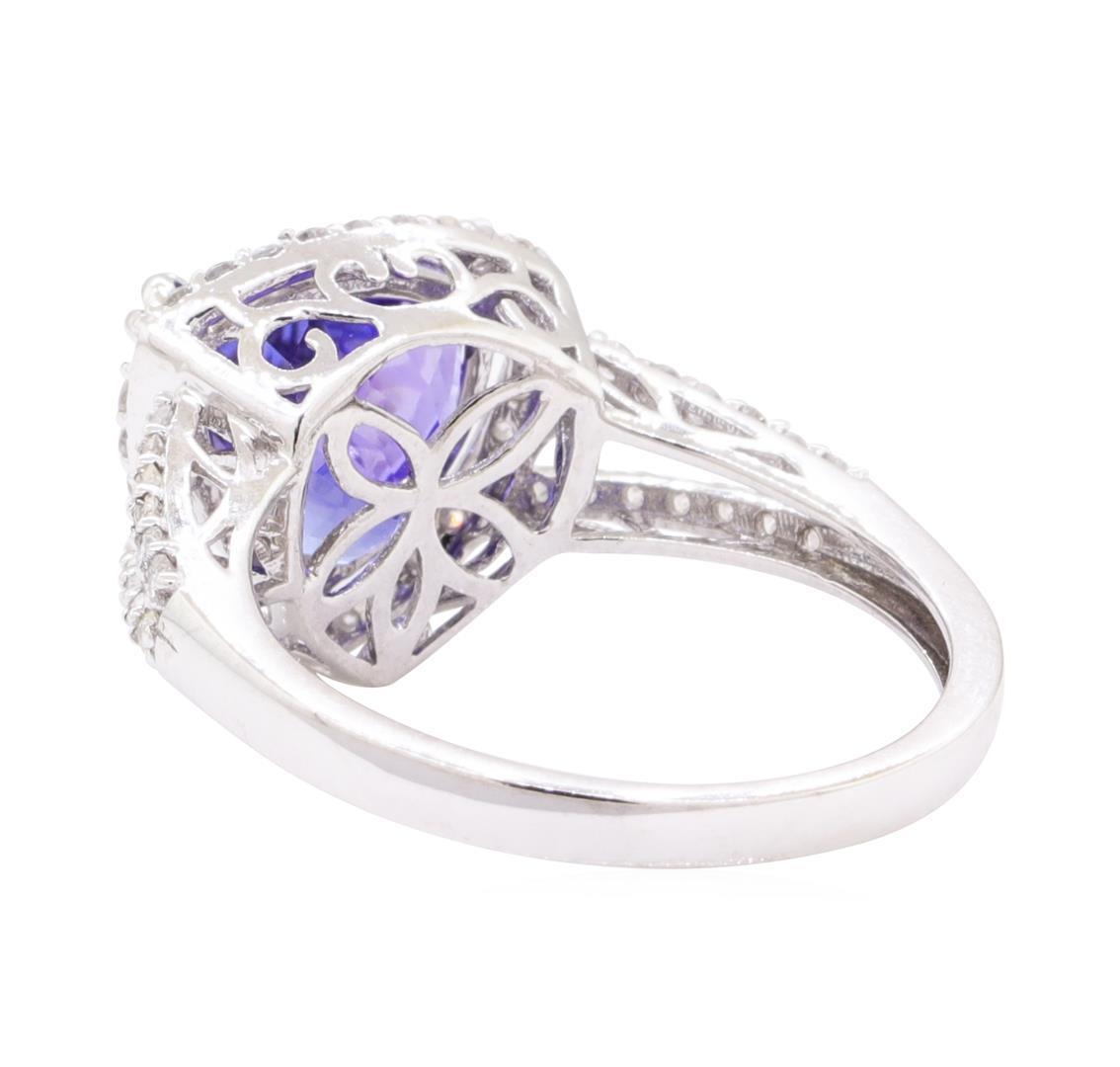 3.03 ctw Tanzanite and Diamond Ring - 14KT White Gold