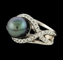 Pearl and Diamond Ring - 14KT White Gold