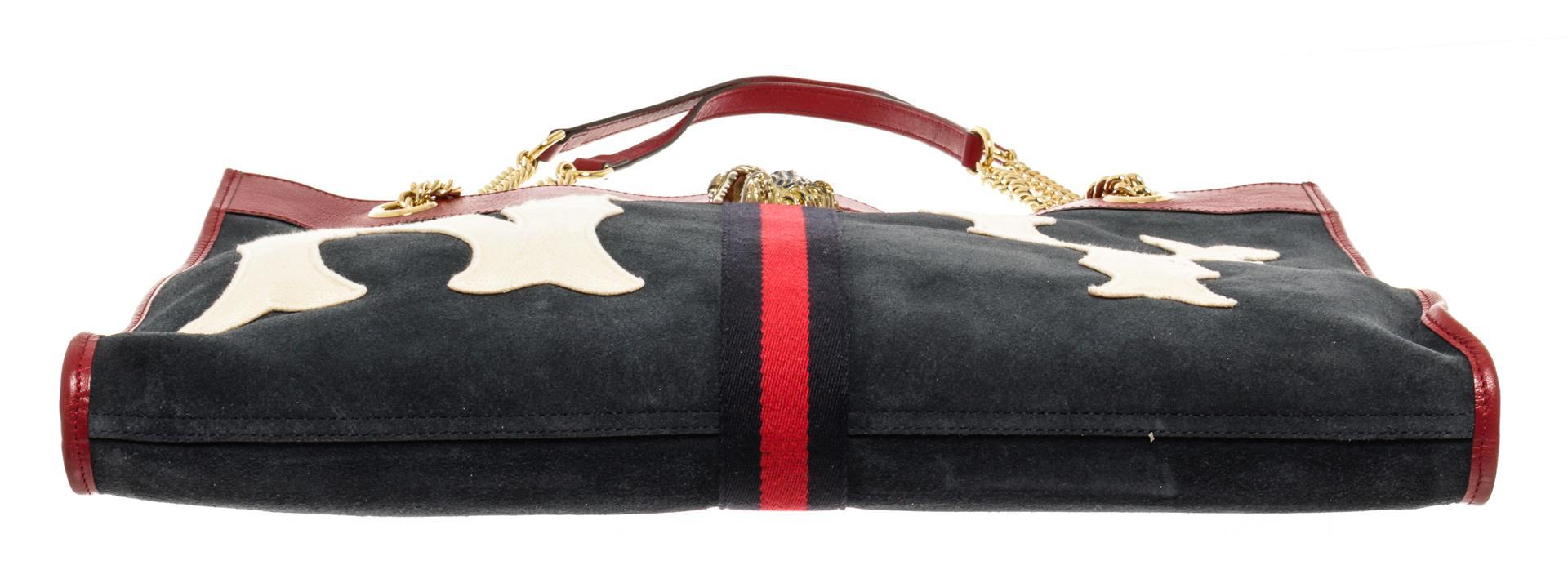 Gucci NY Navy Suede Red Leather Yankees Rajah Bag