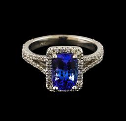 2.36 ctw Tanzanite and Diamond Ring - 14KT White Gold