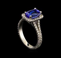 2.36 ctw Tanzanite and Diamond Ring - 14KT White Gold