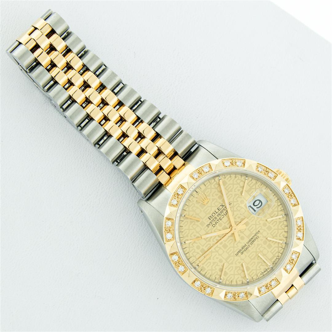 Rolex Mens 2T Yellow Gold And Stainless Steel Champagne Jubilee Dial 18K Diamond