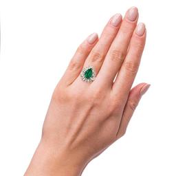 3.48 ctw Emerald and 1.67 ctw Diamond 14K White Gold Ring