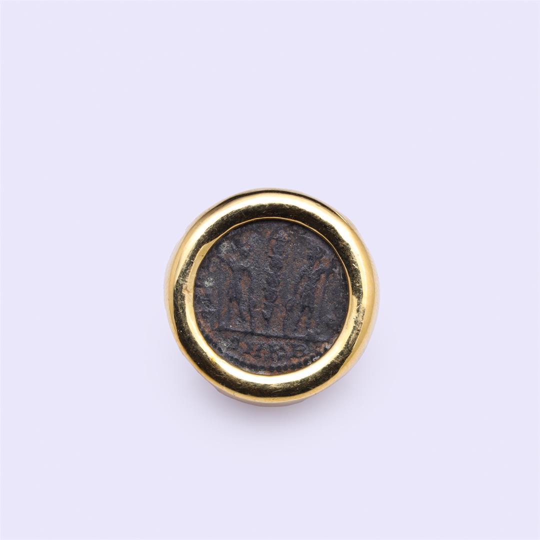 Two Imperial Roman Coins Mounted in 18K Yellow Gold as Earrings